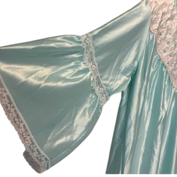 Apostrophe Gown Size 8 Vintage Deadstock Blue Lace Romantic Ruffle Bell Sleeves - Picture 4 of 10